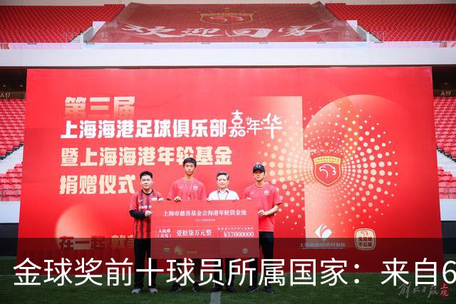 金球奖前十球员所属国家：来自6个国家，西班牙、法国各3人